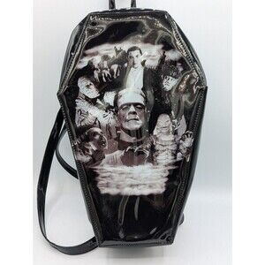 Rock Rebel Universal Monsters Coffin Backpack Dracula Mummy Frankenstein EUC